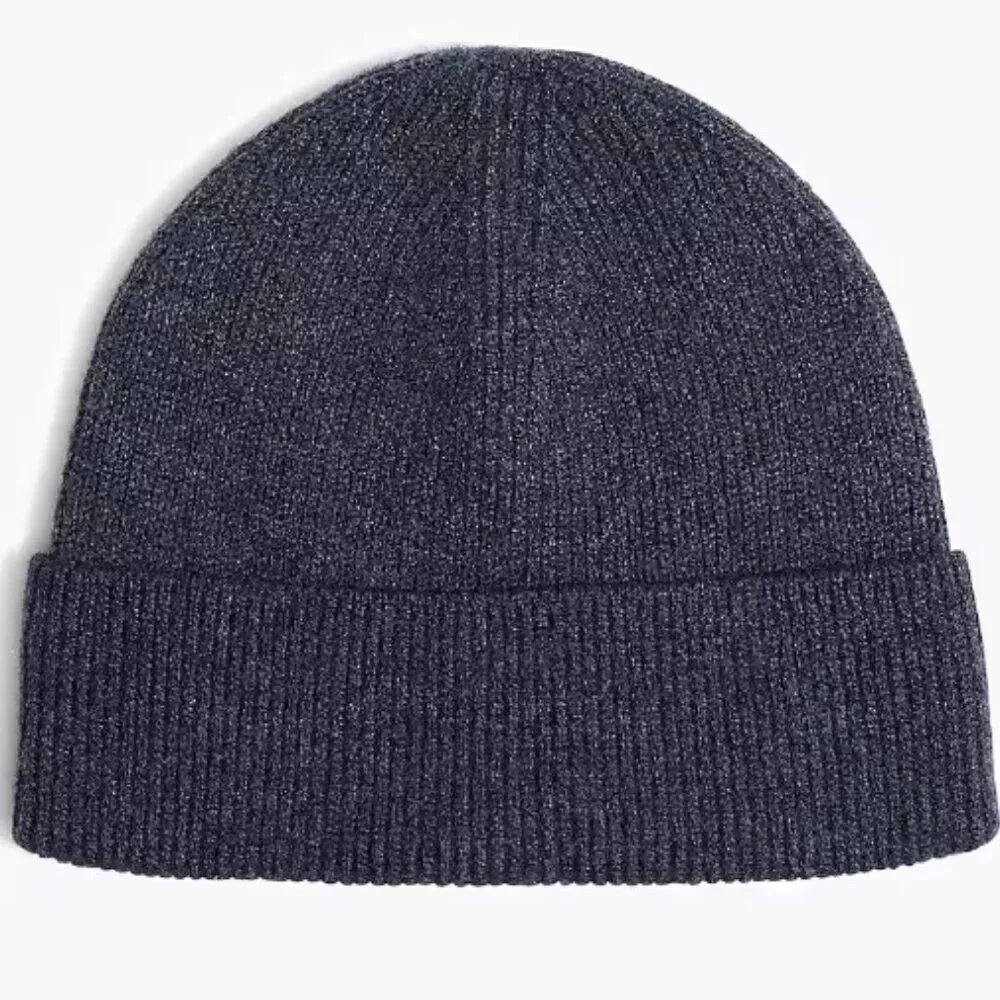 J. Crew Men's Soft Knit Beanie Hat Winter Navy Grey